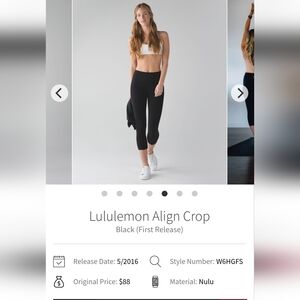 Lululemon Align Crop 19" Sz 6 Black